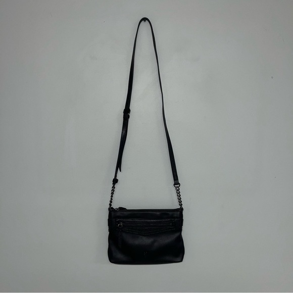 Simply Vera Wang Loren Crossbody Bag Black Faux Leather Adjustable Strap  Zipper - Picture 7 of 13